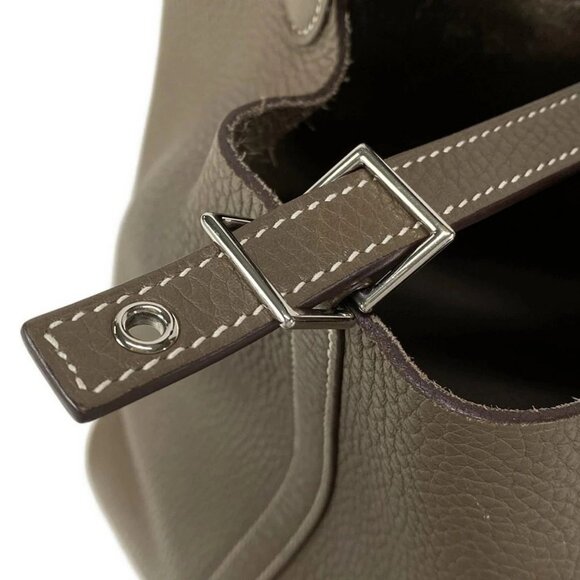 Auth HERMES Picotin Lock MM Etoupe Taurillon Clemence Y Handbag - Picture 13 of 16